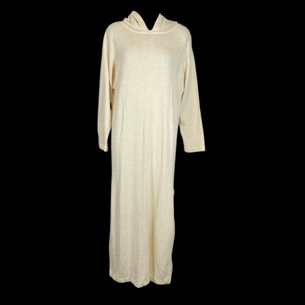 The J.Peterman co women’s cream cotton hooded maxi dress size large